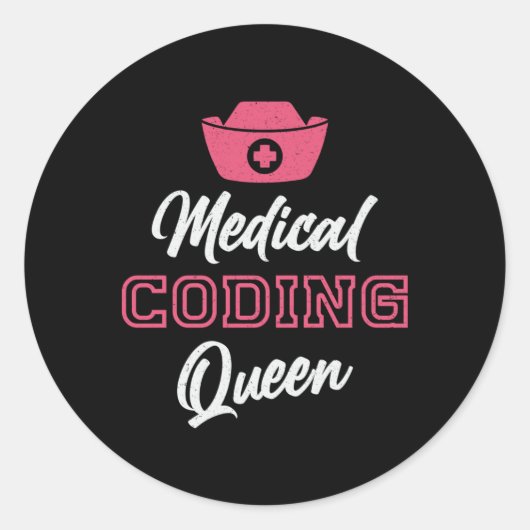 Sticker Rond Coder Médicale Coder Queen Coding Coder Coder prog (Devant)