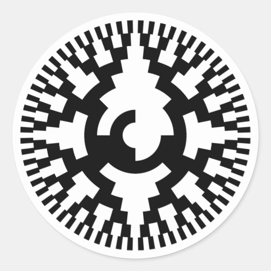Sticker Rond Codeur rotatif de code gris 8 bits (Devant)