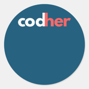 Sticker Rond Codher Girl Programmer Femmes Ingénieur de tige Am