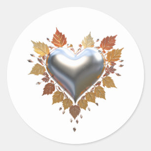 Sticker Rond Coeur 3D automne