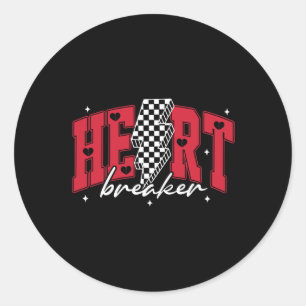 Sticker Rond Coeur À damiers Rétro Valentines Jour Coeur