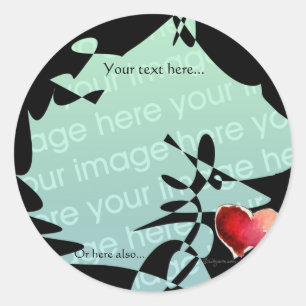 Sticker Rond Coeur Abstrait noir - Faites vos propres autocolla