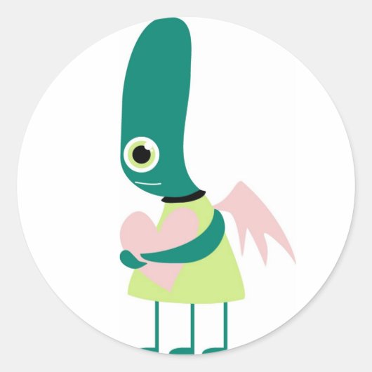 Sticker Rond Coeur Alien mou (Devant)