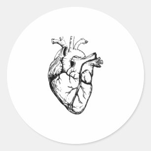 Sticker Rond Cœur Anatomique Art en Ligne Vintage