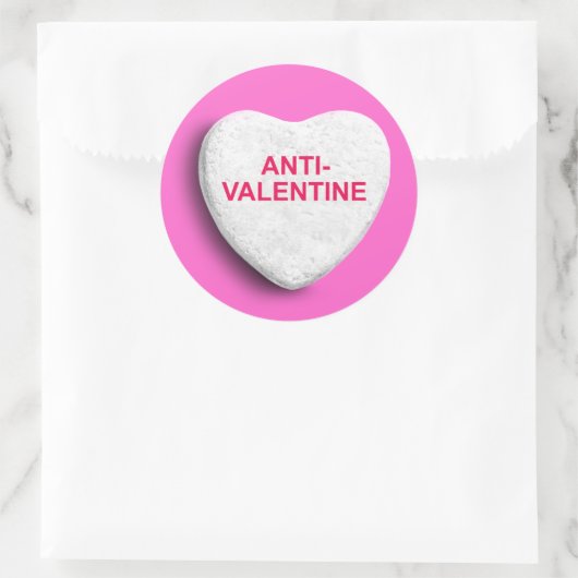 STICKER ROND COEUR ANTI-VALENTINE (Sac)