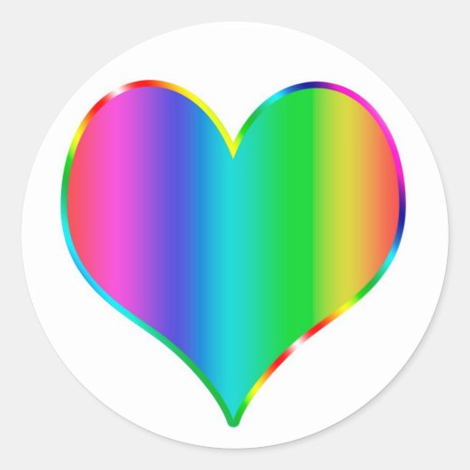 Sticker Rond Coeur arc-en-ciel (Devant)