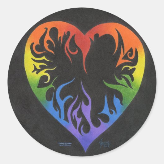 Sticker Rond Coeur arc-en-ciel (Devant)