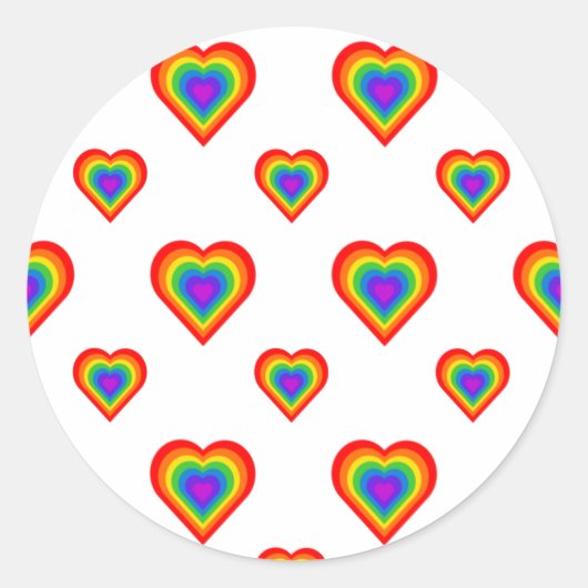 Sticker Rond Coeur arc-en-ciel (Devant)