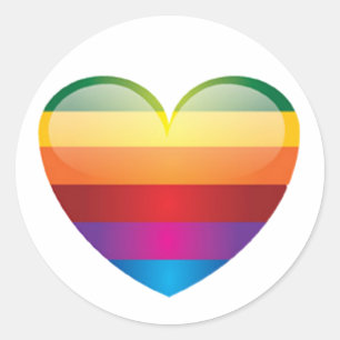 Sticker Rond Coeur arc-en-ciel