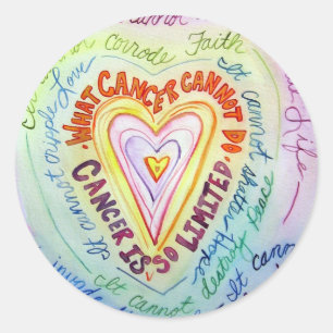 Sticker Rond Coeur arc-en-ciel Ce que le cancer ne peut pas fai