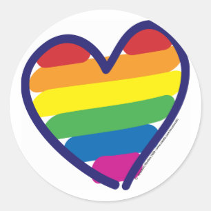 Sticker Rond Cœur arc-en-ciel de la fierté gay de la Saint-Vale
