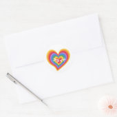 Sticker Rond Coeur arc-en-ciel rétro avec fierté en japonais (Enveloppe)