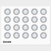 Sticker Rond Coeur argent Faux Foil (Feuille)