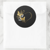 Sticker Rond Coeur aux papillons d'or (Sac)