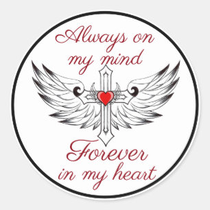 Sticker Rond Coeur avec les ailes et Citation