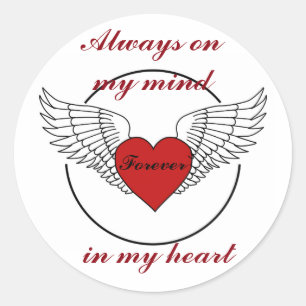 Sticker Rond Coeur avec les ailes et Citation