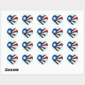 STICKER ROND COEUR BLANC ET BLEU ROUGE (Feuille)