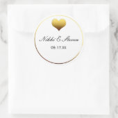 Sticker rond Coeur Blanc & Or Foil Étiquette Faveu (Sac)