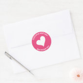 Sticker Rond Coeur blanc personnalisé en rose (Enveloppe)