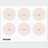 Sticker Rond Coeur blanc rose pâle (Feuille)