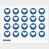 Sticker Rond Coeur blanc sur Arrière - plan bleu Cobalt (Feuille)
