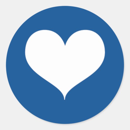 Sticker Rond Coeur blanc sur Arrière - plan bleu Cobalt (Devant)
