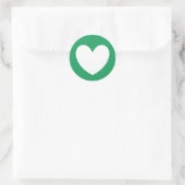 Sticker Rond Coeur blanc sur Kelly green (Sac)