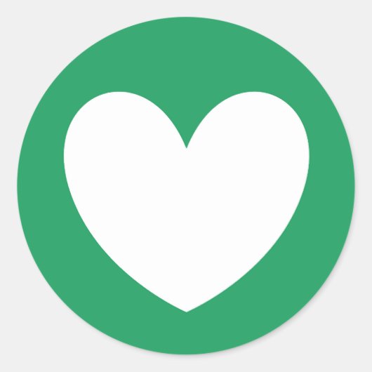 Sticker Rond Coeur blanc sur Kelly green (Devant)