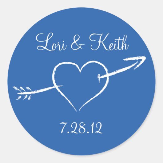 Sticker Rond Coeur bleu et flèche (Devant)