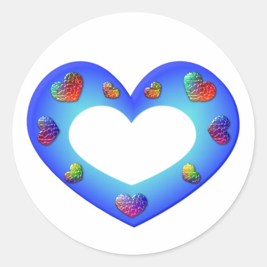 Sticker Rond Coeur bleu sauvage (Devant)