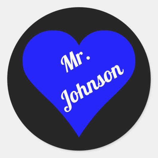 Sticker Rond Coeur bleu sur Arrière - plan noir avec texte (Devant)