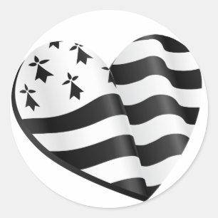 Sticker Rond Coeur breton de drapeau