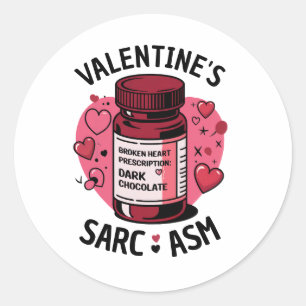 Sticker Rond Coeur cassé Rx Chocolat foncé Editable Valentine