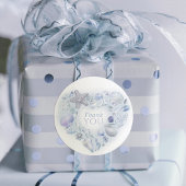 Sticker Rond Coeur coeurs shells merci plage bleu mariage