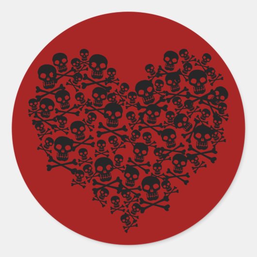 Sticker Rond Coeur crâne (Devant)