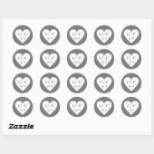 Sticker Rond coeur d'amour avec script initiales marié gris (Feuille)