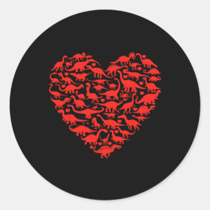 Sticker Rond Cœur d'amour de dinosaure T Rex mignon pour la Sai