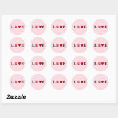 Sticker Rond Coeur d'amour et fleur rose (Feuille)