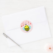Sticker Rond Cœur d'amour heureux abeille (Enveloppe)