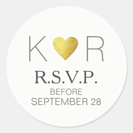 Sticker Rond coeur d'amour moderne mariage RSVP réponse élégant (Devant)
