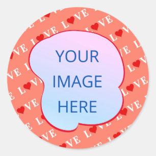 Sticker Rond Coeur d'amour orange