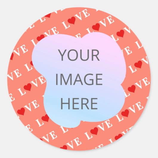 Sticker Rond Coeur d'amour orange (Devant)