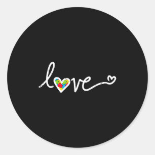 Sticker Rond Cœur d'amour Puzzle Mignon Autisme Sensibilisation