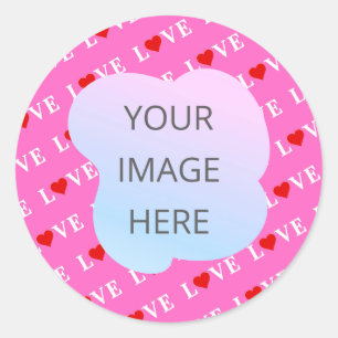 Sticker Rond Coeur d'amour rose élégant