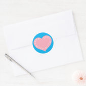 Sticker Rond Coeur d'amour rose fait main (Enveloppe)