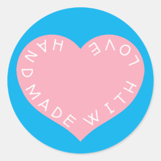 Sticker Rond Coeur d'amour rose fait main