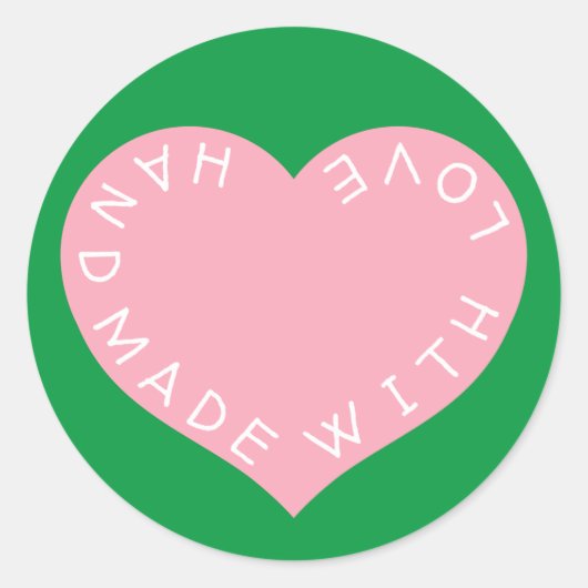 Sticker Rond Coeur d'amour rose fait main (Devant)