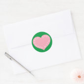 Sticker Rond Coeur d'amour rose fait main (Enveloppe)
