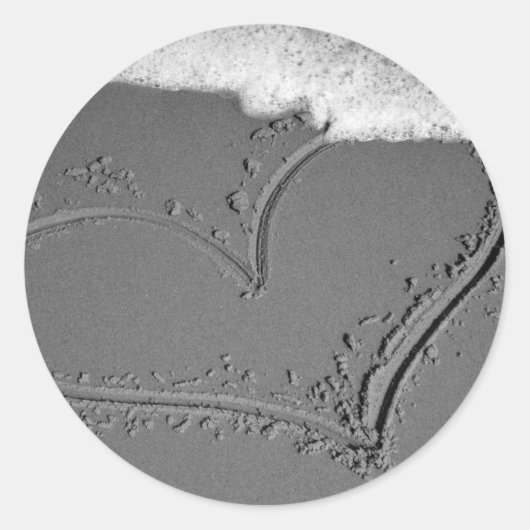 Sticker Rond Coeur dans le sable (Devant)