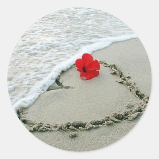 Sticker Rond Coeur dans le sable (Devant)